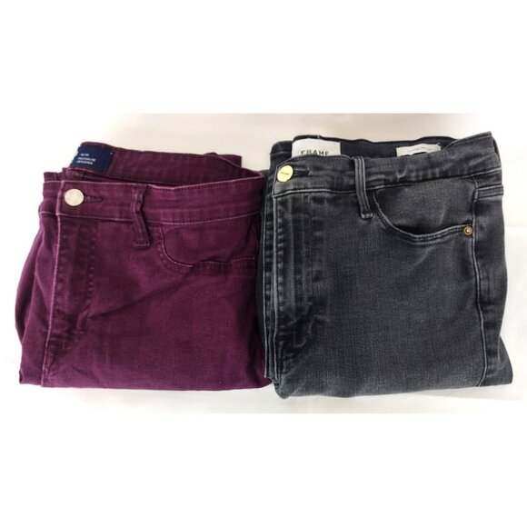 Two Pairs of Jeans, Black Frame Le High Skinny, Gap Jeggings Burgundy - Size 30 - Picture 1 of 10